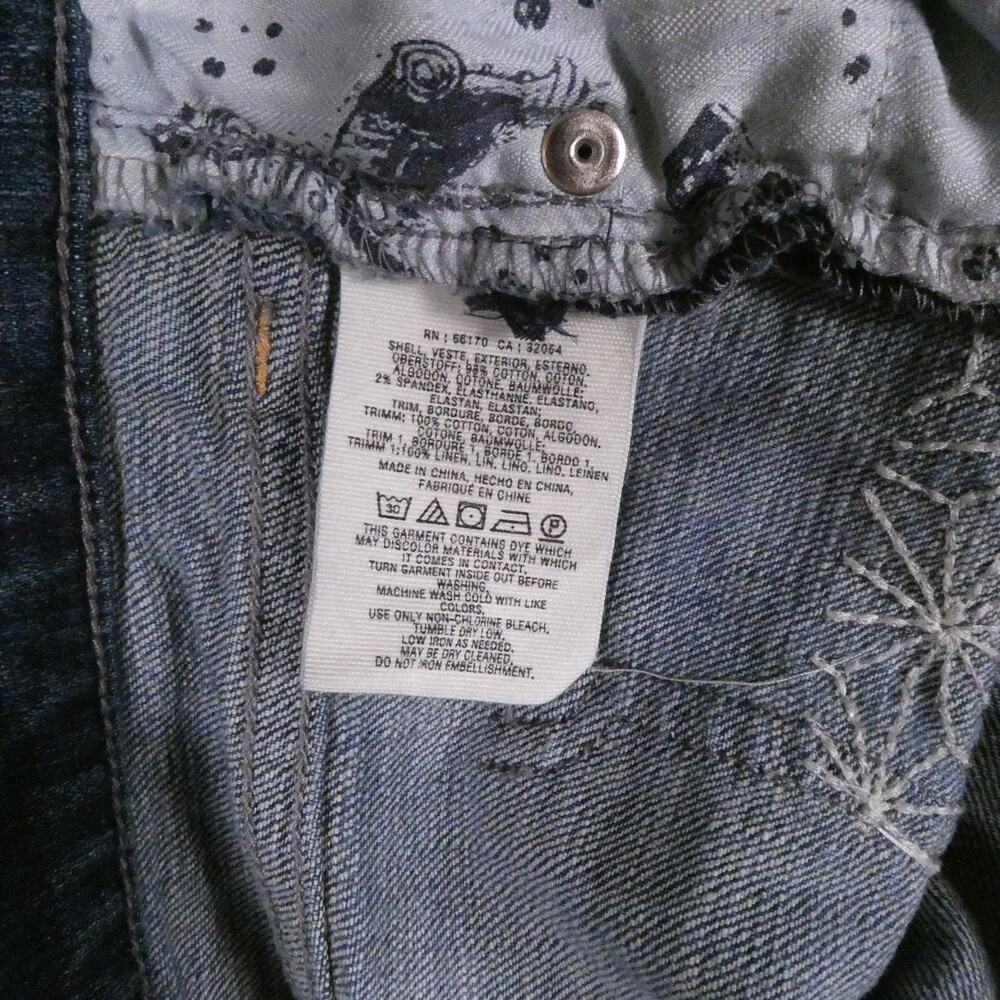 Pilcro Hyphen Patchwork Cropped Jeans Size 31 Sashiko Embroidered Anthropologie - Picture 10 of 10